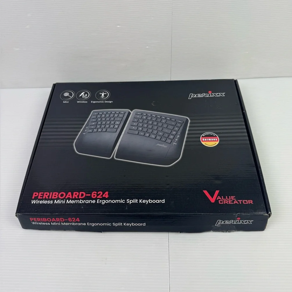 Perixx PERIBOARD-624B US, Wireless Ergonomic Split Keyboard - Up 30 Ft Separatio